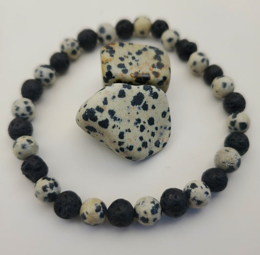 Dalmation and Black Lava Stone